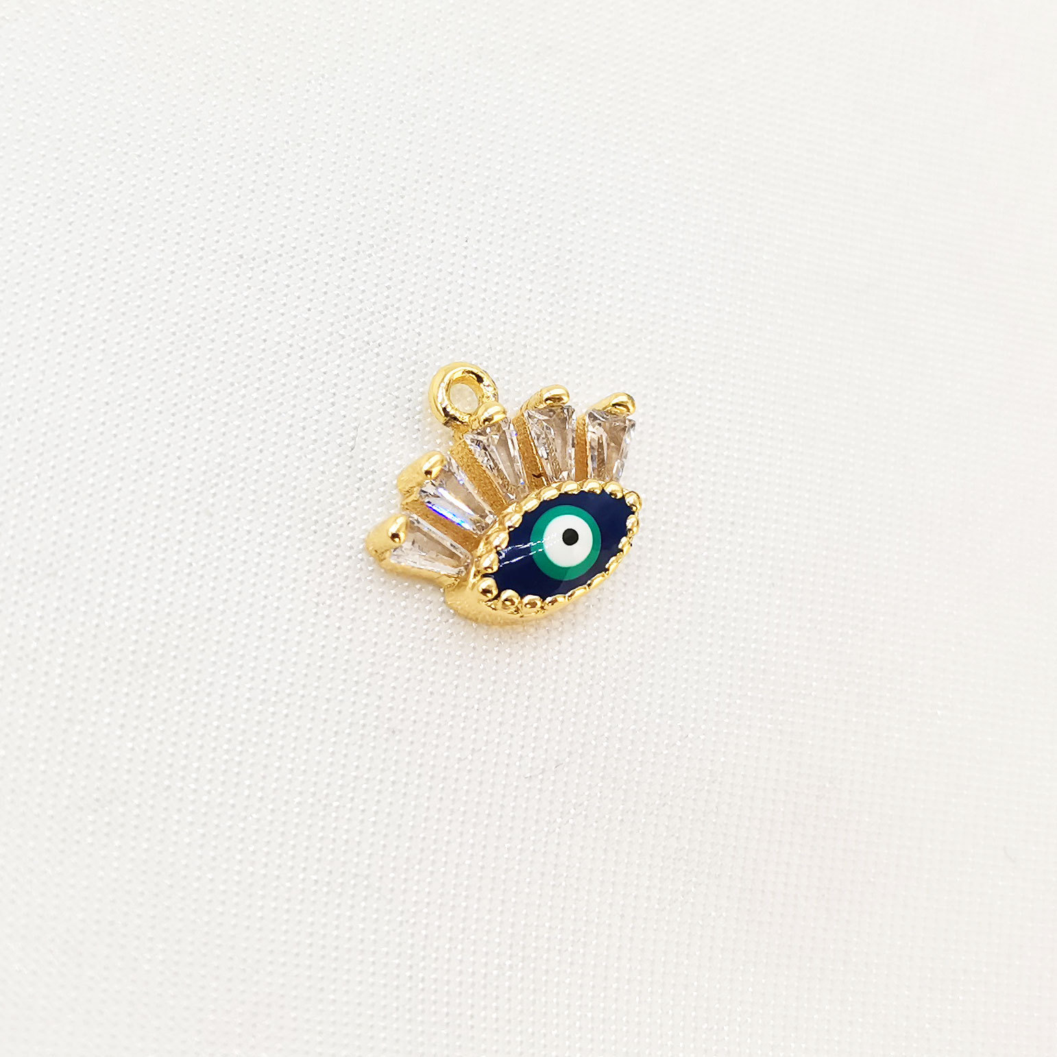 Cross-border new Devil's Eye series brass gold-plated oil drip and diamond-encrusted hip-hop style blue eye necklace accessory bracelet Specification image