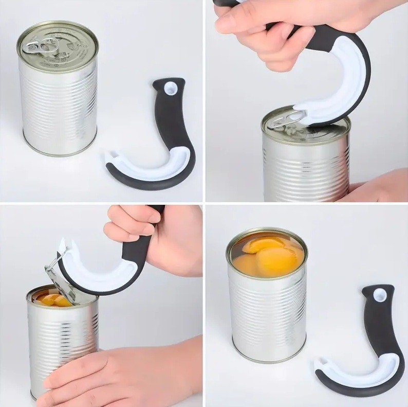 Hook-shaped can opener, can opener, manual bottle opener, kitchen small tools, labor-saving multi-functional screwdriver details Picture