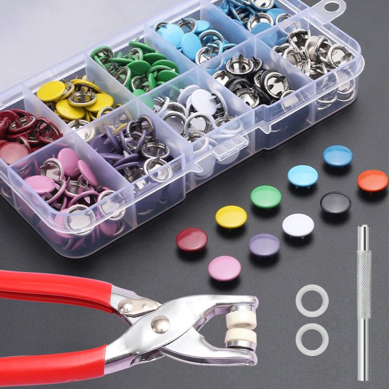 Colorful five-prong buttons, snap buttons, baby buttons without sewing, nail buttons, baby clothes buttons, hidden buttons, invisible solid, hollow mother-and-child buttons