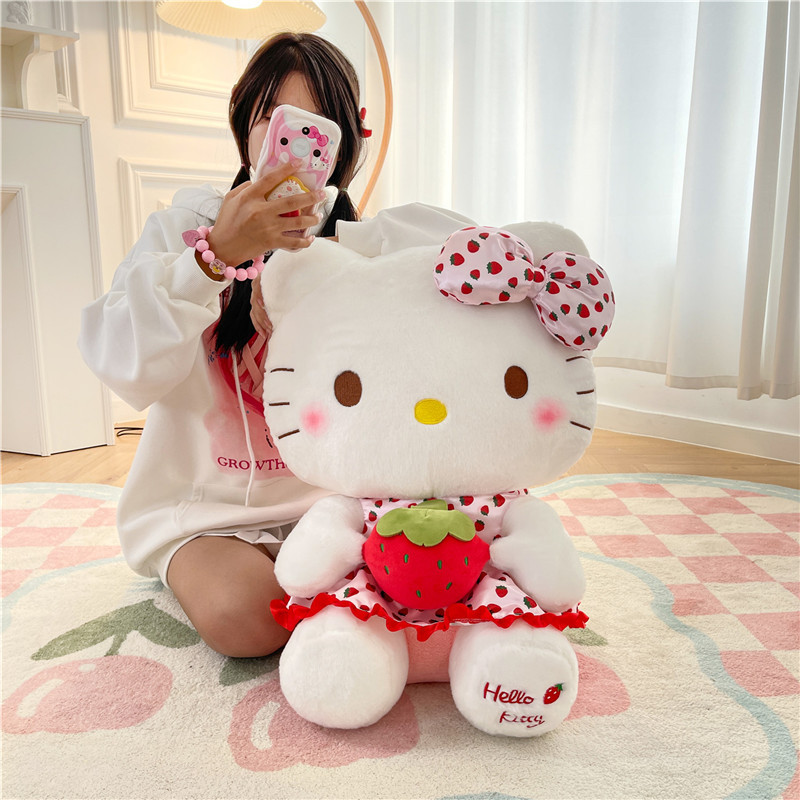 Wholesale of cute strawberry Hello Kitty dolls, plush toys, KT dolls, claw machine dolls, birthday gifts for girls Specification image