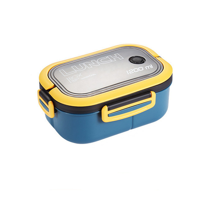 Plastic-sealed student lunch box that can be heated in a microwave oven. Office worker lunch box with compartments, takeout, hand-held, double-layered Item Picture