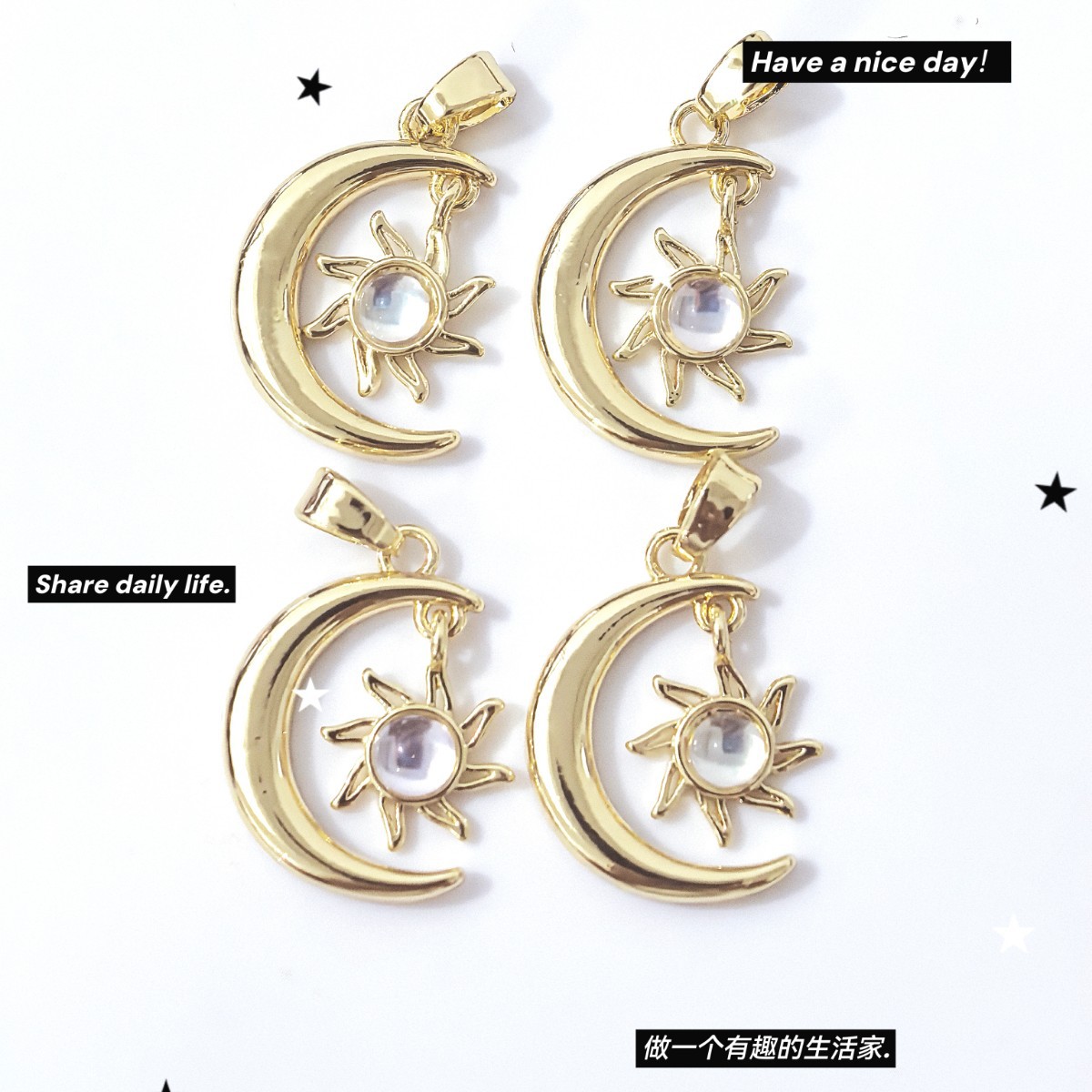 耳环饰品小挂件行星爱心玫瑰月亮蝴蝶结diy手链项链饰品吊坠配件细节图