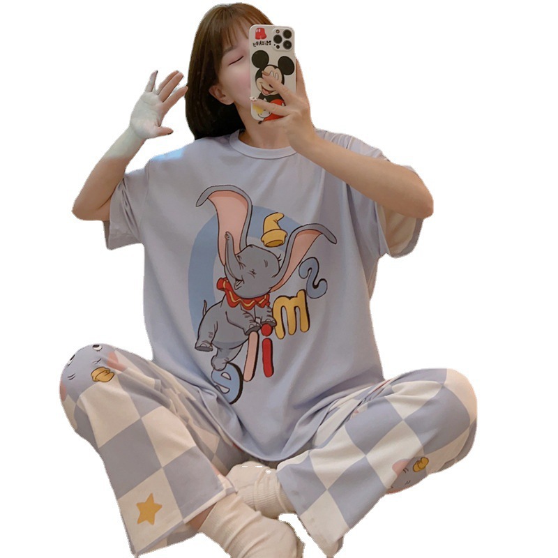 The manufacturer's best-selling summer new short-sleeved and long pants women's pajamas, cute cartoon Mickey Mouse spring and summer home wear set Item Picture