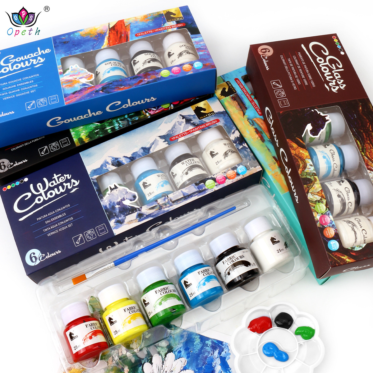 6-color paint set 25ml Glass acrylic gouache Watercolor Graffiti Paint Textile Advertising Painting Paint set Specification image