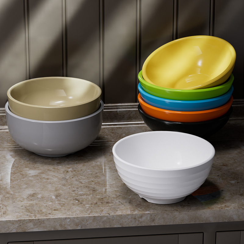 Wholesale of commercial melamine restaurant fast food bowls, hot pot sauce bowls, rice bowls, soup bowls, small bowls and white plastic bowls details Picture