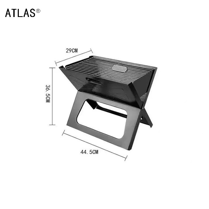 Portable folding barbecue grill, outdoor household grill, multi-functional windproof grill, black BBQ, foldable barbecue Specification image