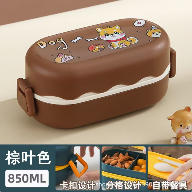 European-style double-layer plastic children's tableware, office worker and student lunch boxes, Japanese microwave oven bento boxes, pp plastic pies Specification image