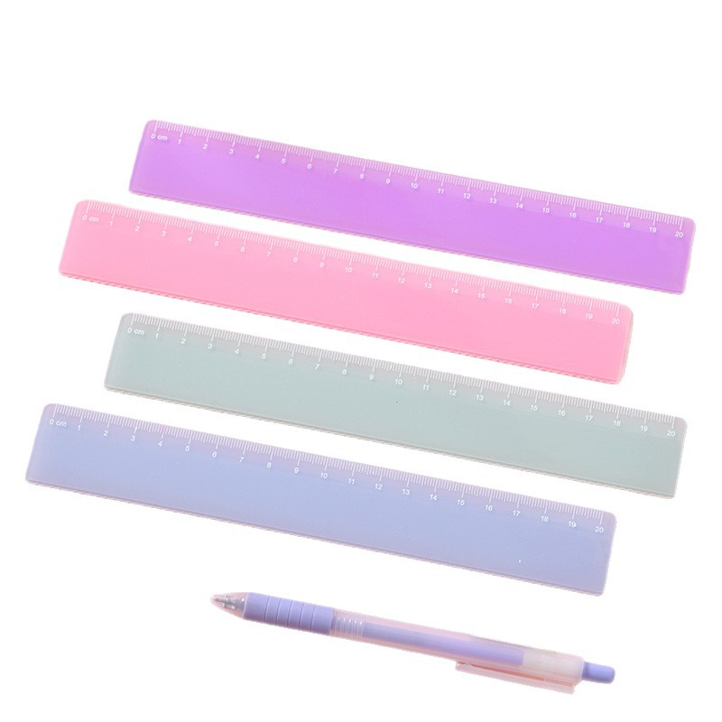 Wholesale of Macaron new jade-colored straight ruler 20cm for student stationery, precise scale flexible ruler, office drawing and measuring ruler Item Picture