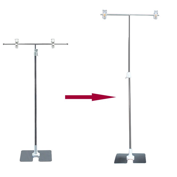 Poster stand desktop, stainless steel POP display stand, supermarket magnetic T-shaped magnet, telescopic advertising clip, price tag stand, countertop, special offer notice bracket, supermarket product introduction stand, adjustable store promotion sign stand details Picture