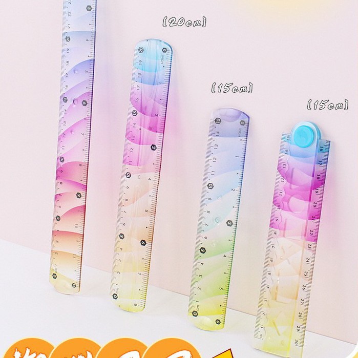 15cm color transparent folding flexible ruler, office stationery, multi-functional drawing and measuring, student art, manual scale Specification image