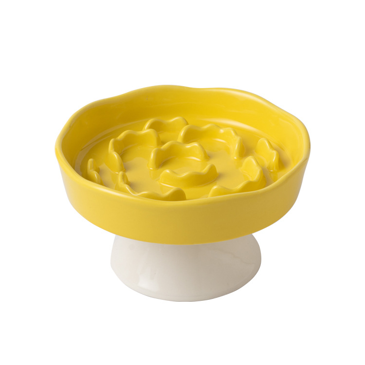 Ceramic slow food bowl, high-legged cat bowl, neck guard that is not easy to tip over, dog choke prevention bowl, pet bowl, cross-border cat food slow food basin Item Picture