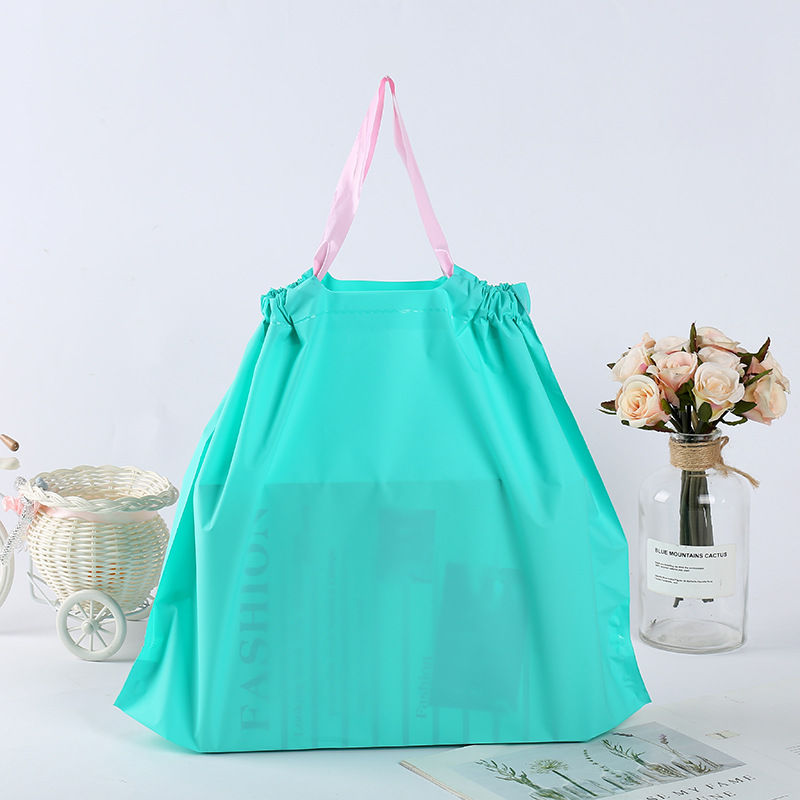 Plastic drawstrap EVA frosted packaging bags for clothing handbags, creative shopping cosmetic gift bags are available upon request details Picture