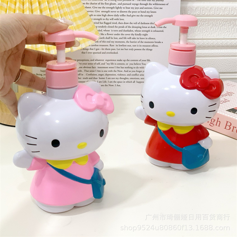 Cute cartoon lotion bottle, full-body three-dimensional cat-shaped bath bottle, creative press-type dispensed bottle shampoo bottle Specification image