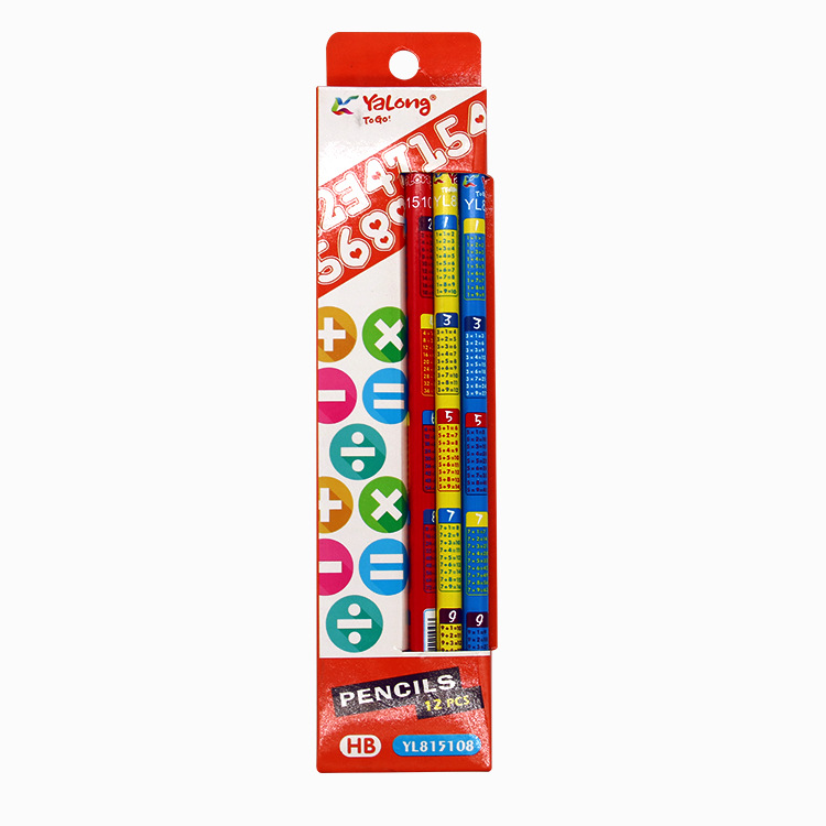 Yalong Cross-border's 2023 new best-selling multiplication table pencil HB pencil with eraser, suitable for students and offices details Picture