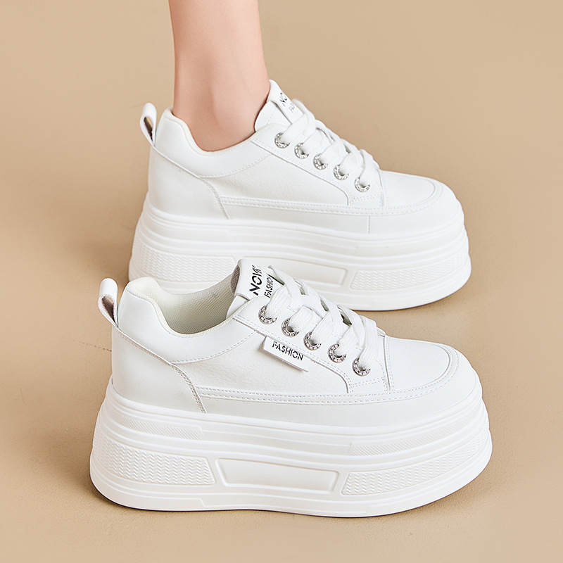 The thick-soled, insole, breathable white sneakers are a perfect match for women and are a new sporty casual shoe for Spring and summer 2025 Specification image