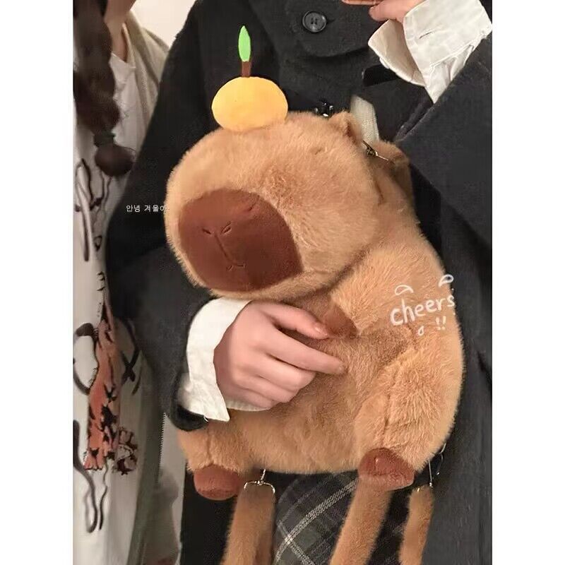 High appearance level Capibara doll crossbody single-shoulder bag, plush toy small backpack, cartoon cute capybara drawstring bag