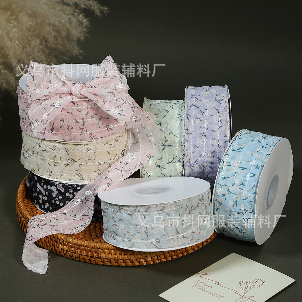 5.5cm小碎花织带 diy蝴蝶结头发饰服饰辅料 礼盒鲜花装饰丝带
