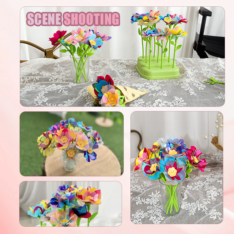 Cross-border children's creative DIY handicraft kit, toy handcrafted simulation bouquet making, birthday gift flower arrangement machine Specification image