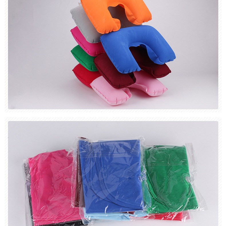 Inflatable pillow U-shaped U-shaped pillow, three treasures for outdoor travel and tourism, PVC flocked camping airplane pillow Application Scenario