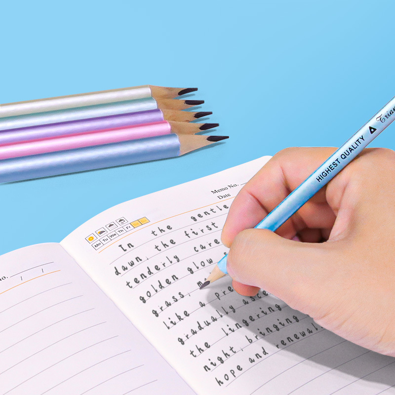 yalong Foreign Trade Cross-border HB pencils, macaron ribbons, rubber tips, triangular rods, student pencils, children's lead