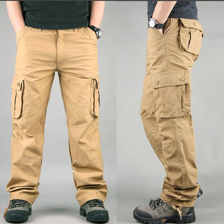 Fashionable and retro trend outdoor workwear casual pants for men: loose, durable, straight-leg, multi-pocket, versatile long pants details Picture