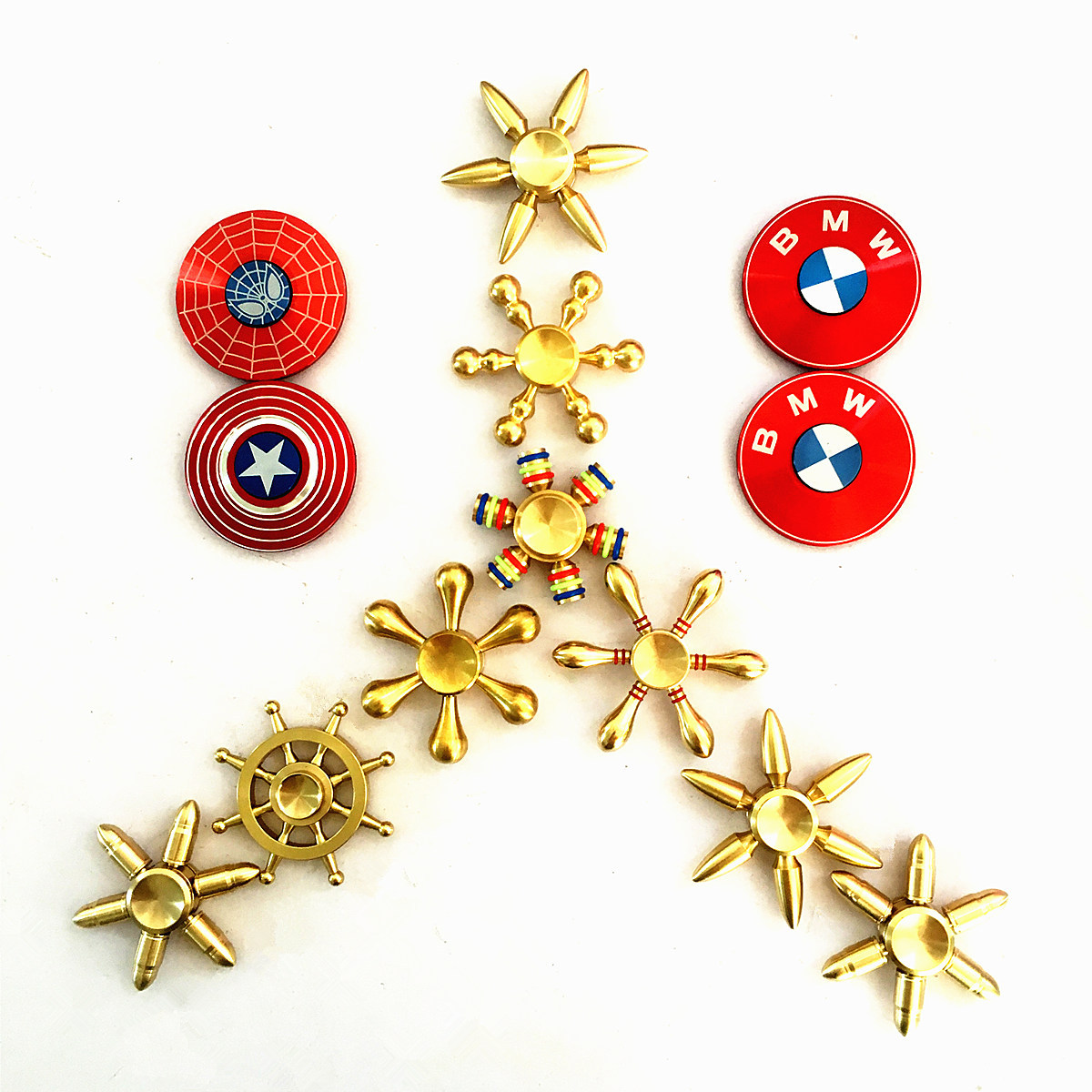 纯铜新款子弹头指尖陀螺手指成人减压桌面旋转铝合金陀螺玩具白底实物图