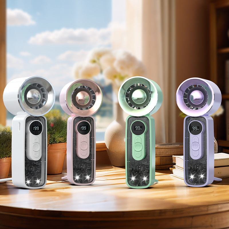 Wholesale of handheld high-speed digital display turbine mini fans with USB charging, portable outdoor high-wind mini fans Application Scenario