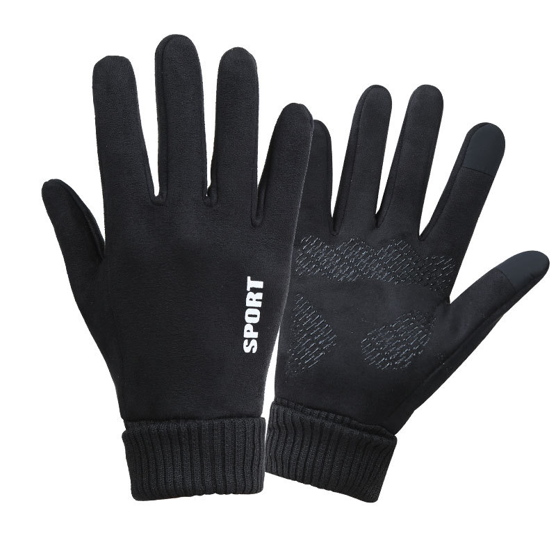N034 Men's Warm Gloves, winter outdoor touch screen cycling hand protection Men's Suede fleece windproof and cold-proof gloves, German Fleece Item Picture