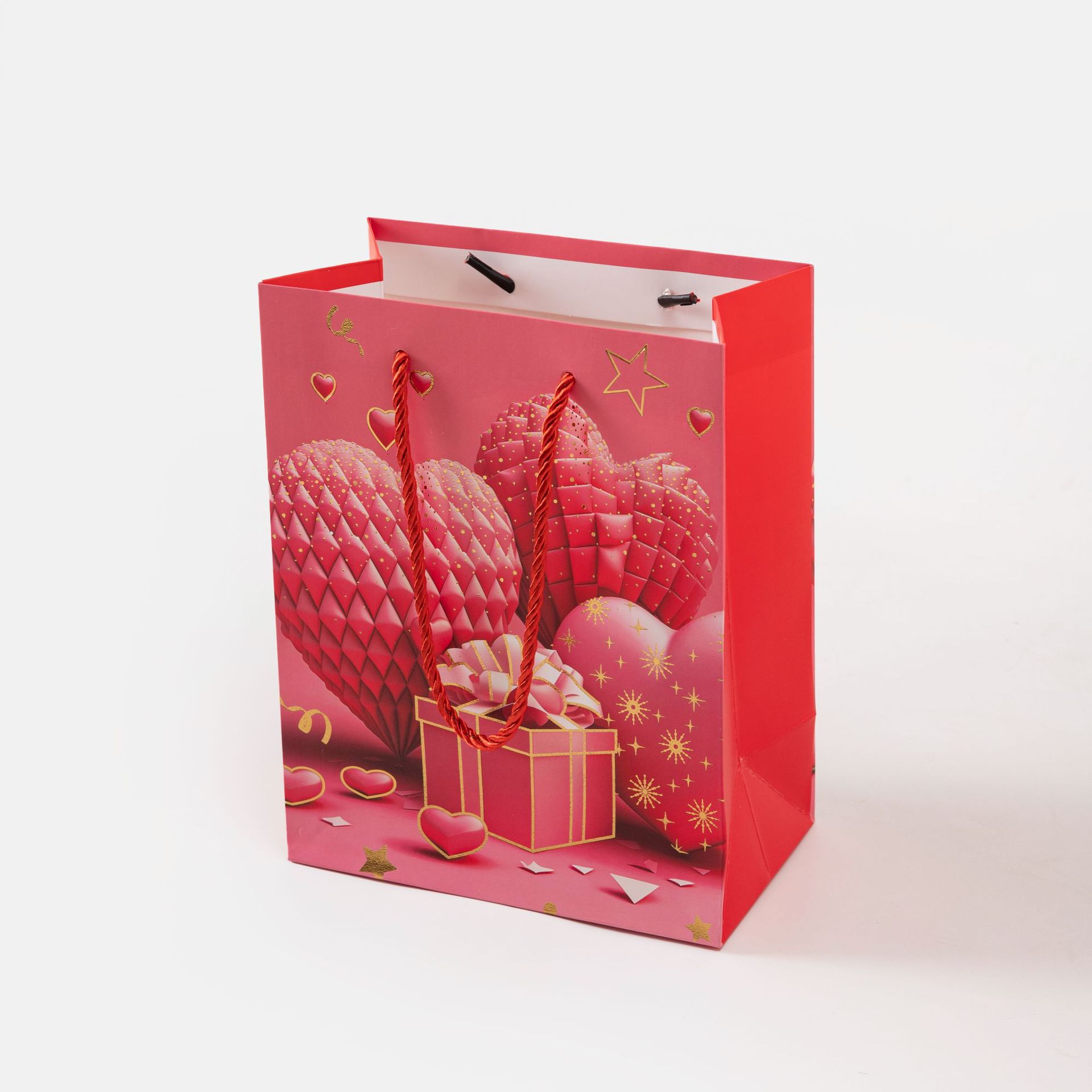 Valentine's Day new heart-shaped balloon bear gift bag, paper bag cartoon cute pink gift, hand-held shopping bag, souvenir packaging Specification image