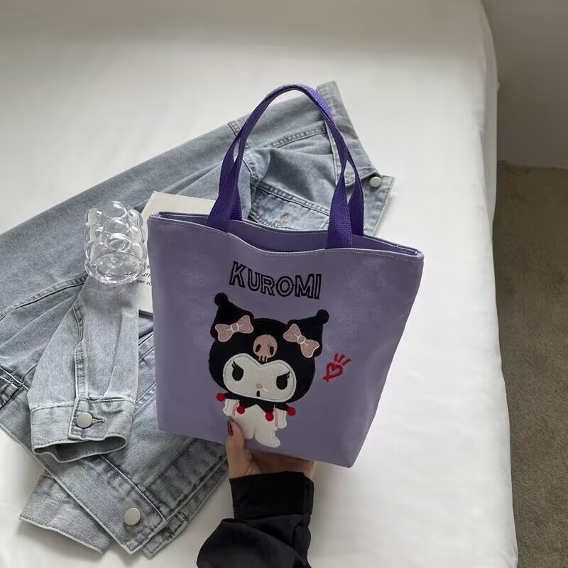 Sanrio Melody Big Eared Dog Canvas tote Bag, hand-held bag, student bento Bag, Lunch Box Bag, Summer export Edition details Picture