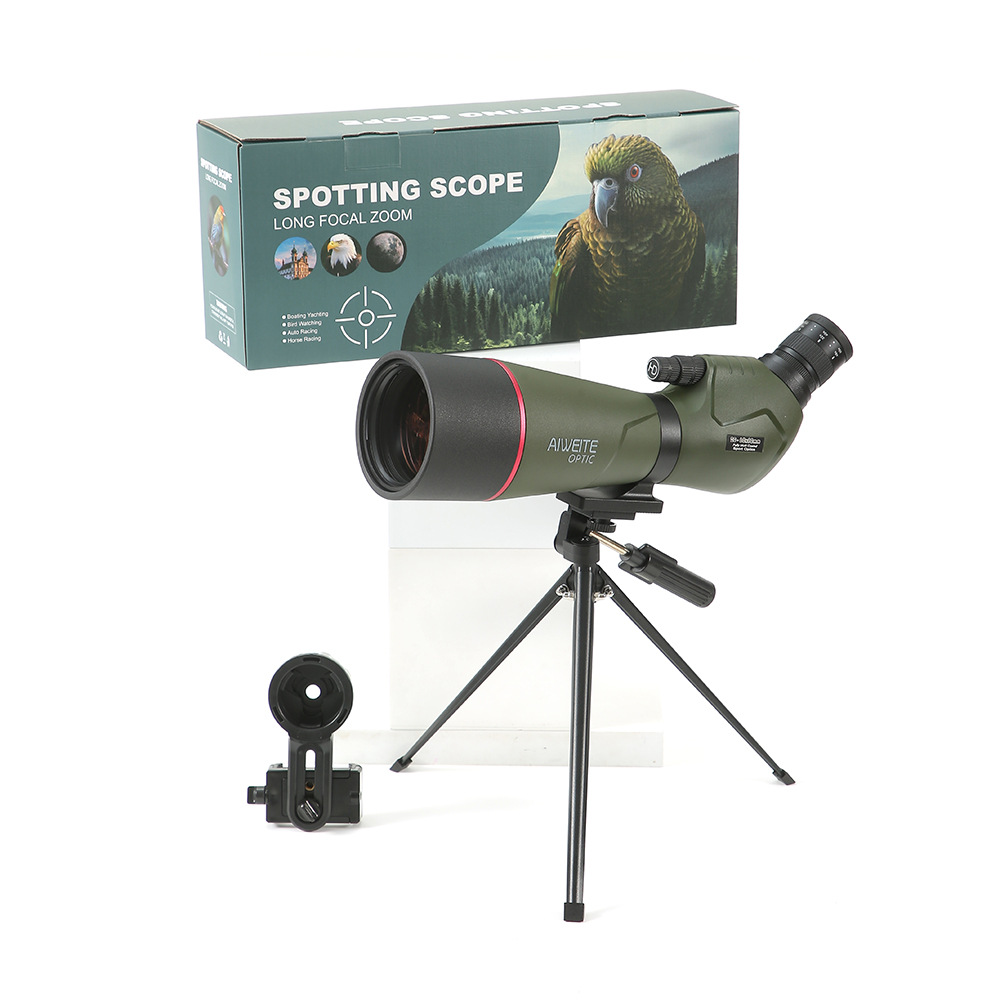 The 20-60X80 monocular low-light night vision moon observation telescope stand can be connected to a mobile phone bird watching mirror