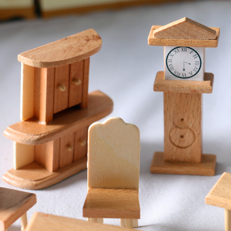 Dollhouse娃娃屋木质小家具场景套装模型迷你桌椅OB1摄影道具摆件细节图