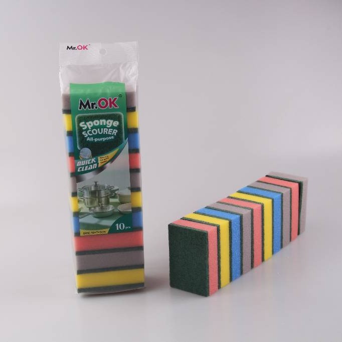 Mr.OK factory direct supply sponge scouring pads, double-sided cleaning sponges, kitchen cleaning sponges, dishwashing sponges, pot scrubbing sponges Specification image