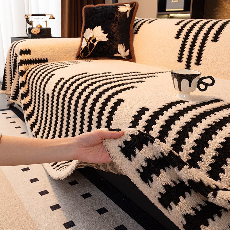 The new autumn and winter style of soft cotton velvet sofa cover is fully covered with a whole sofa cushion and a living room cover cloth dust-proof cover