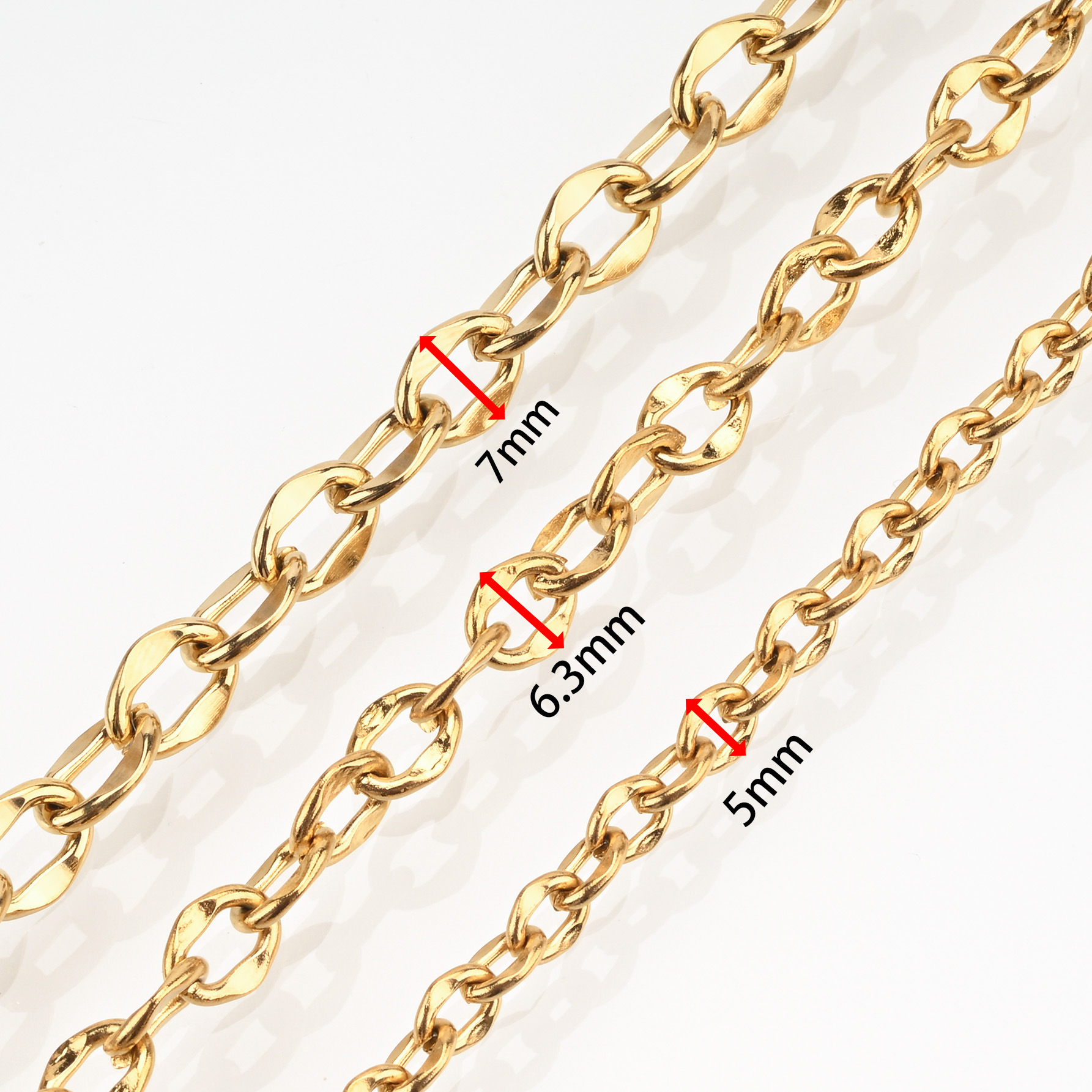 Stainless steel polished lip chain, PVD vacuum electroplated jewelry chain, DIY clothing accessory chain details Picture