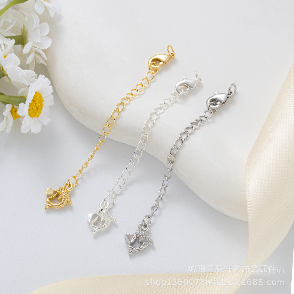 Engraved copper pendant plated with 18K real gold, lobster buckle, extension chain, 14K gold-plated tail chain, diy handmade necklace tail chain Specification image