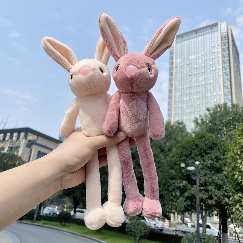 可爱长腿小兔子毛绒公仔长耳兔钥匙扣包包挂件抓娃娃机玩具玩偶
