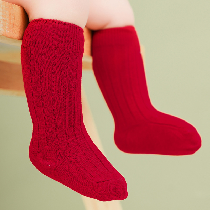 New double-needle pit strip baby knee-length mid-calf socks, 13-color loose-fitting children's socks for autumn and winter 2025 details Picture