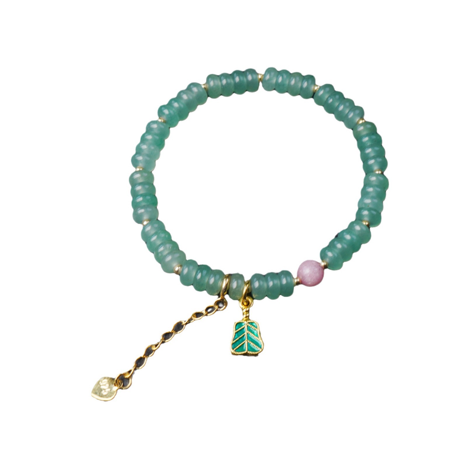 New natural Dongling jade abacus bead bracelet, women's banana leaf fan heart pendant jade bracelet, exquisite gift box packaging Item Picture