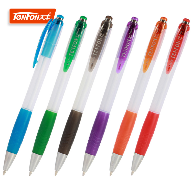 Transparent white rod ballpoint pen electroplated promotional gift Ballpoint pen 557W plastic press ballpoint pen full figure