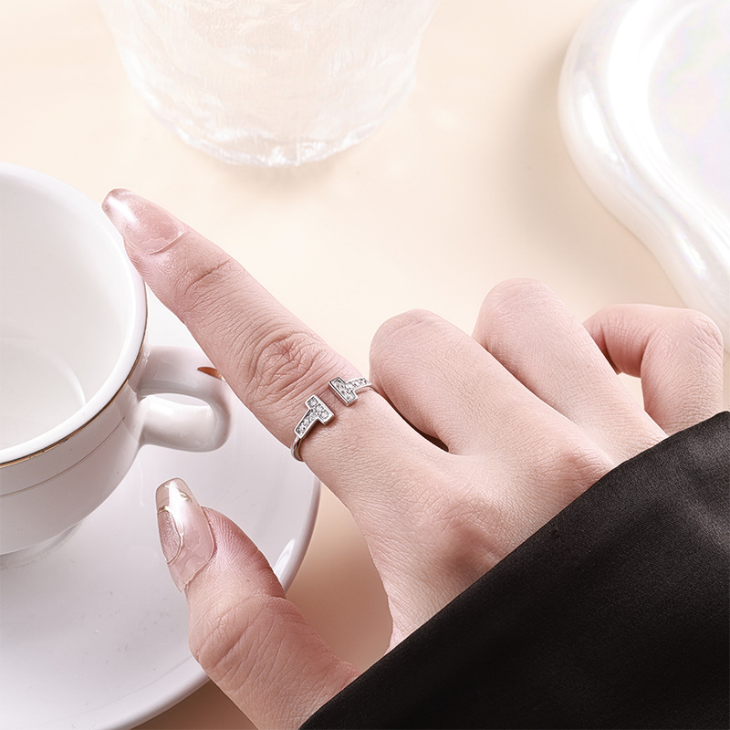 New open ring coil with diamond setting, high-end narrow version InS-style T1 ring, pure silver ring from a cross-border manufacturer in Europe and America Specification image