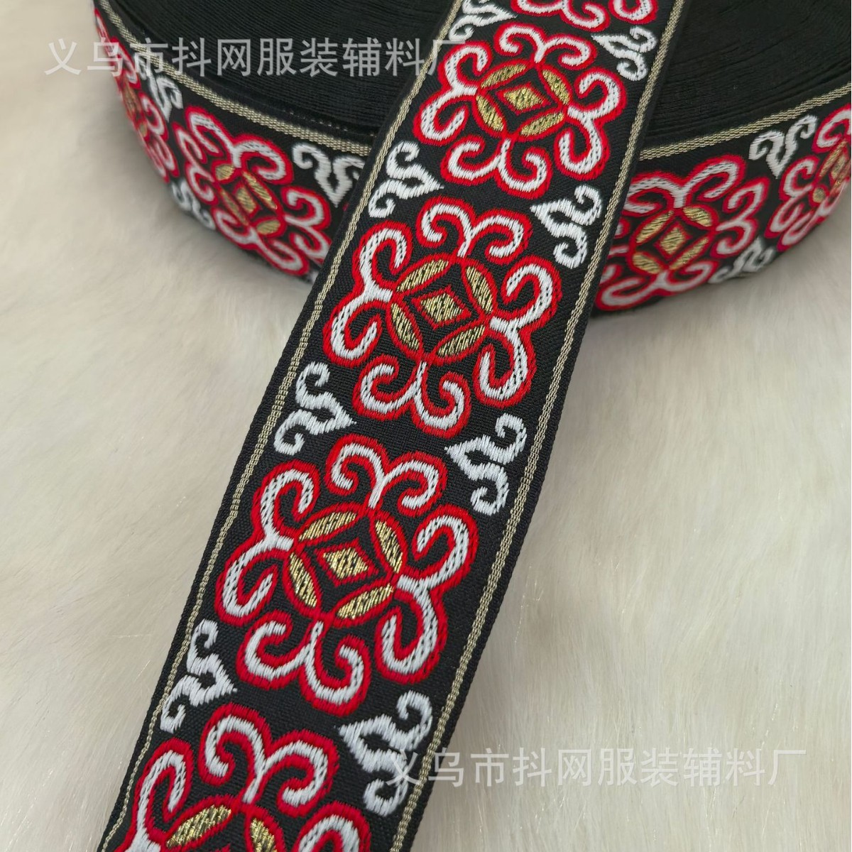 5cm gold thread ethnic style jacquard embroidery ribbon gift box packaging with horse face skirt performance costume diy accessories wholesale details Picture