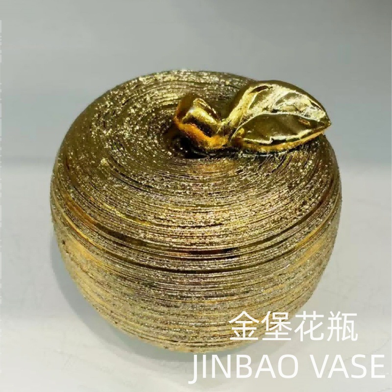 Light luxury electroplated brushed gold ceramic apple-shaped decorative piece, living room TV cabinet, entrance hall decoration, wedding and housewarming gift