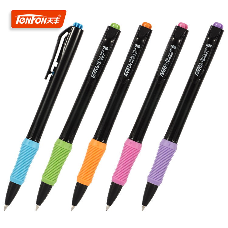Factory direct supply of black ballpoint pen 5801, simple side-jumping office advertising gift pen, plastic ballpoint pen full figure