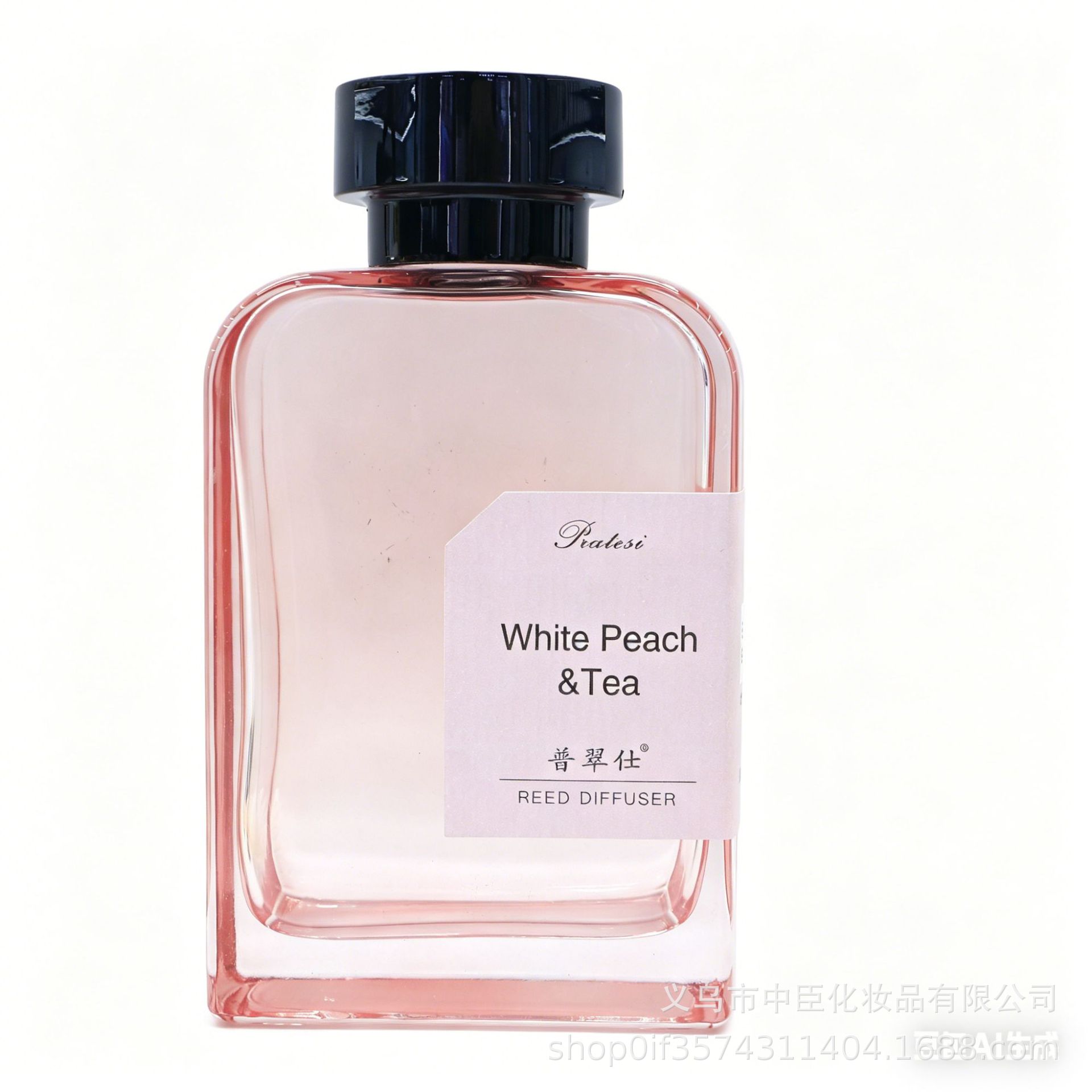 Five-bottle transparent glass aroma diffuser, black cap, bamboo aroma stick, color label Item Picture