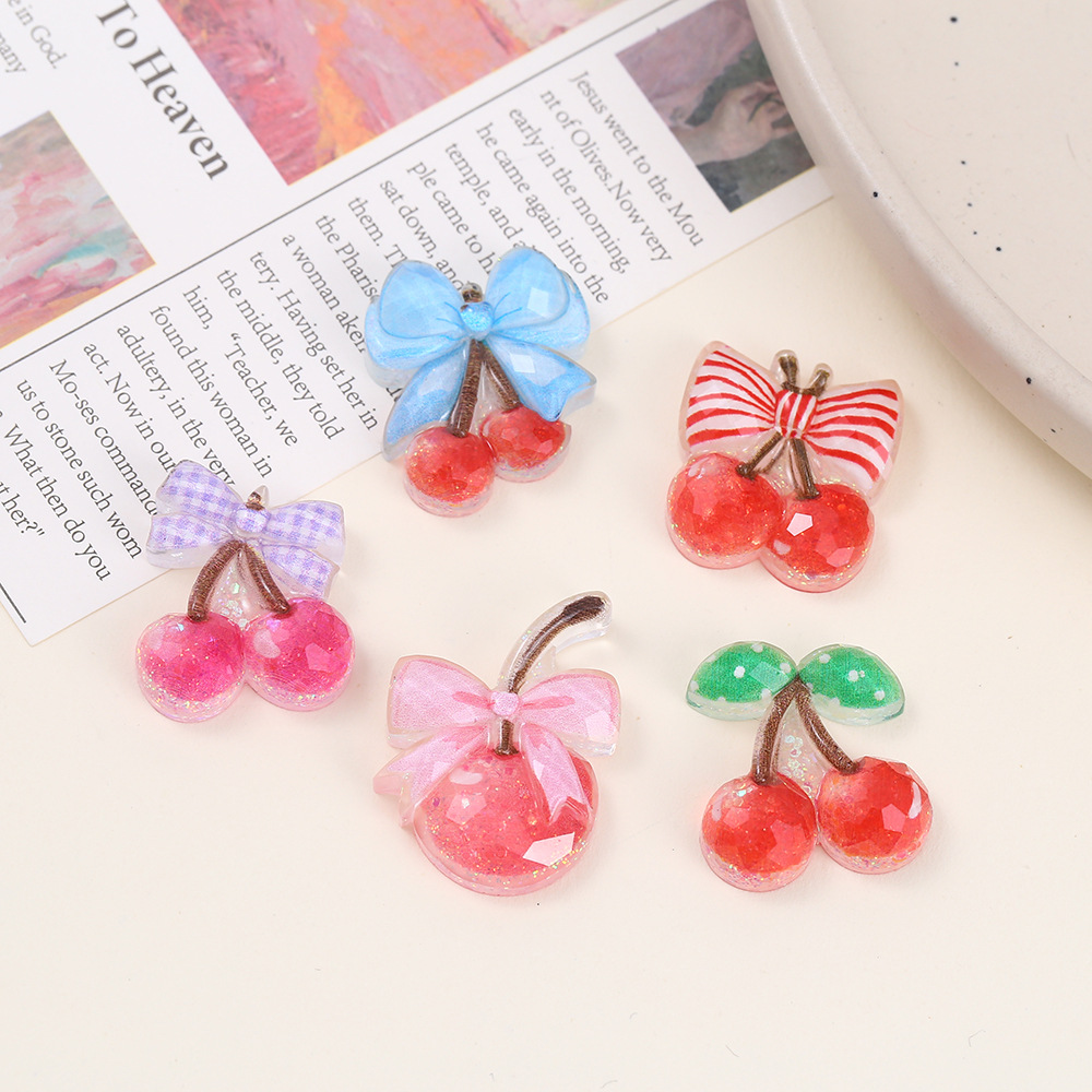 夜光切面亮片蝴蝶结樱桃环氧树脂AB胶贴片儿童发饰服饰diy鞋花装饰配件