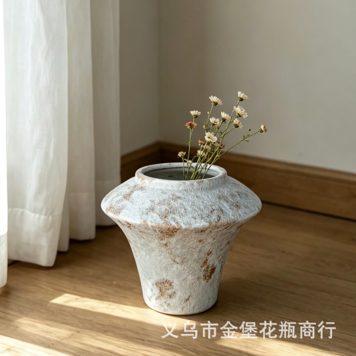 Retro texture ceramic vase, wabi-sabi style soft decoration for homestay Application Scenario