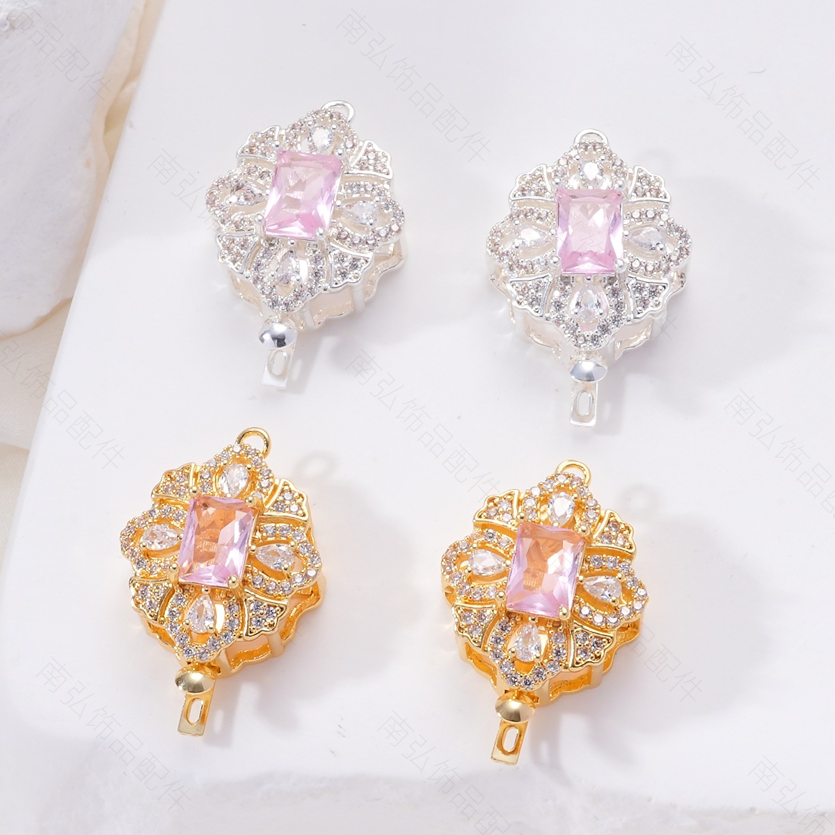 Light luxury, high color retention, micro-inlaid zircon ingot clasp, diy pearl style sweater bracelet necklace, end clasp, stick clasp
