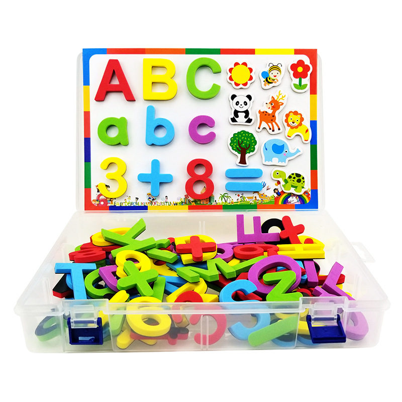 Letras inglesas magnéticas tablero de pegamento del refrigerador para niños números magnéticos para la enseñanza temprana puzzle tablero negro pegamento para el kindergarten baby didactica Item Picture