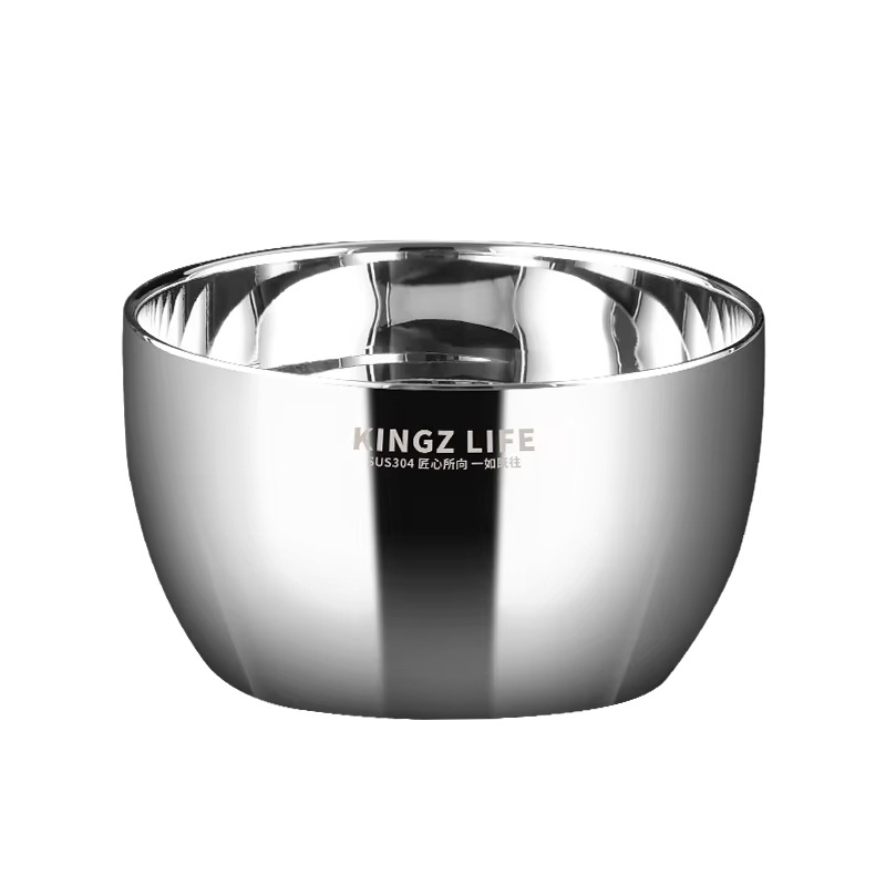 304 thickened stainless steel double-layer soup bowl, heat-resistant, dishwasher washable, environmentally friendly household kitchenware